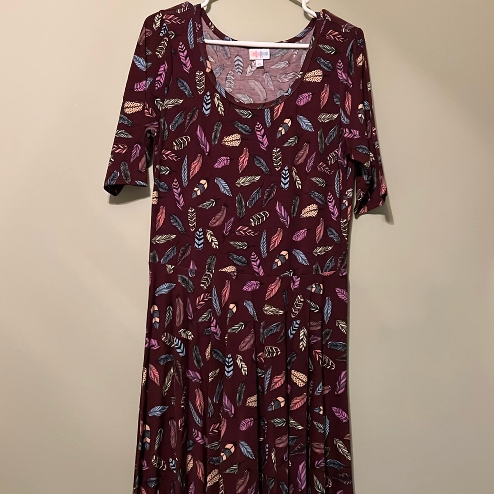 Quarter Sleeve Purple Feather Dress